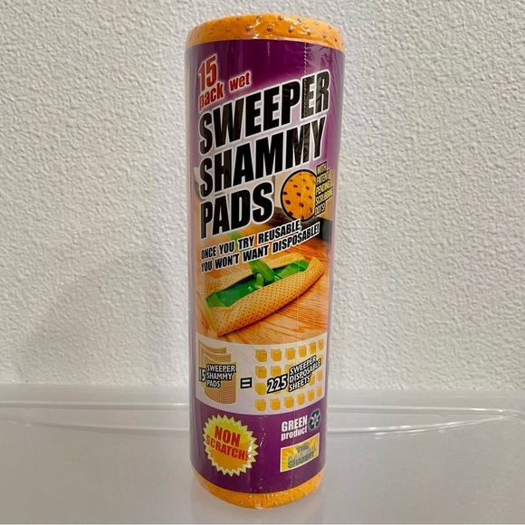 The orginal shammy Other - NEW Sweeper Shammy Pads Reusable 15 Sheets Scrubbing Dots Washable Yellow.